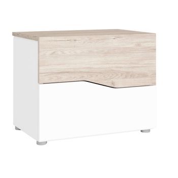 Mesita Noche Cannes 2 Cajones Mesilla Noche Dormitorio Color Blanco Y Sahara Estilo Moderno 54x42x35cm