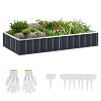 outsunny huerto urbano 174x90x30cm arriate de jardin de acero incluye guantes jardinera macetero rectangular para cultivos plantas   aosom espana