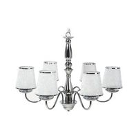 lampara de techo de metal plateado 6 luces pantallas acrilico brillante bradano