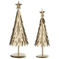 conjunto de 2 arboles de navidad adornos de mesa de metal dorado kemijoki