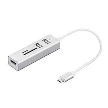 Hub USB Nilox NX090301141 3 Puertos Type-C Lector SD MicroSD Plata