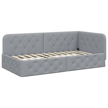 Estructura De Cama En Esquina Gris Claro 90 X 200 Cm Tela Vidaxl