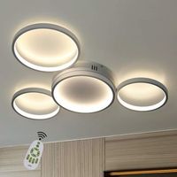 nettlife plafon led plafon con mando a distancia regulable 52w moderno con 4 aros metalicos