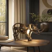 lampara sobremesa rinoceronte de aluminio dorado 44x11x22 cm