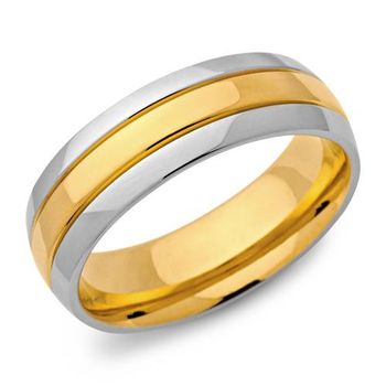 Anillo de acero inoxidable chapado en oro de 7 mm de ancho