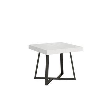 Mesa Extensible 90x90/194 Cm Zeplir Fresno Blanco Patas Antracita