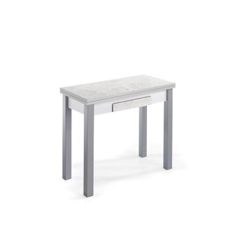 Mesa de cocina extensible con acabado efecto mármol.80×40/80×76 cm