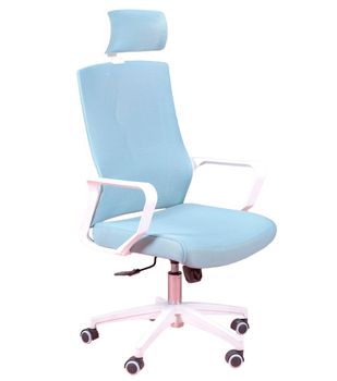 Silla de escritorio ergonómica con reposacabeza, azul