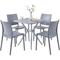 conjunto de muebles de jardin amino con 4 sillas plastico gris 156x156x81 cm clp
