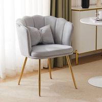 sillon moderno - mueble para el salon y dormitorio - terciopelo y metal - gris 63x58x77cm