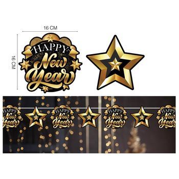 Guirnalda Happy New Year Estrellas De 300 Y 16x16 Cm (talla Única)