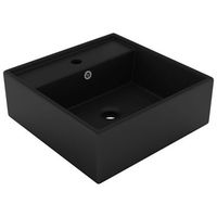 lavabo lujoso cuadrado rebosadero ceramica negro mate 41x41 cm vidaxl