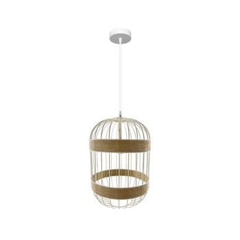 FABRILAMP Lámpara de techo colgante Piamonte 1xe14 Blanco/natural Regx26x26cm