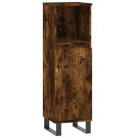 armario de bano  mueble de bano madera contrachapada roble ahumado 30x30x100 cm