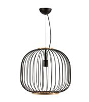 lampara de techo owen negra de metal y madera o48 cm e27