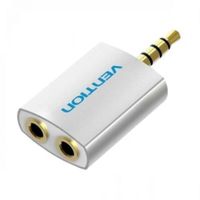 adaptador audio vention bdaw0 jack 35mm macho a 2x jack 35mm hembra blanco aluminio
