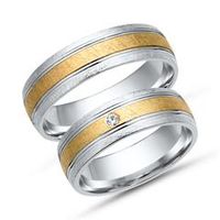 alianzas 14 quilates oro amarillo-blanco con diamante