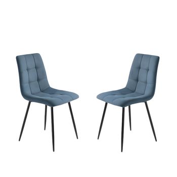 Juego de 4 sillas de tela azul cm 45x53 88h