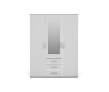 Armario duna 3 puertas batientes con espejo 150x200cm blanco - conforama