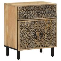 mesita de noche  mesa auxiliar  mesilla madera maciza de mango 50x33x60 cm