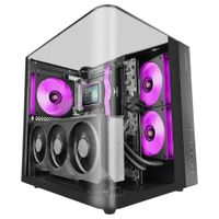mars gaming mc-infiniolite caja gaming atx cristal templado curvado continuo sin marco panel superior de cristal estructura doble camara soporte refrigeracion liquida hasta 240mm negro o blanco
