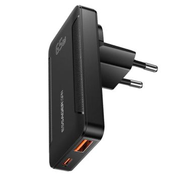 [GaN Tech] MENSAJE ES-CD48 65W Cargador USB PD de 2 puertos USB-A+USB-C PD3.0 QC4.0 PPS Cargador rápido de pared Adaptad