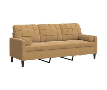 Vidaxl sofá de 3 plazas con cojines terciopelo marrón 180 cm