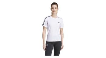 Maillot de manga corta adidas own the run  strong 3 stripes  strong  blanco de mujer