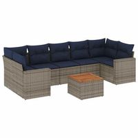 set de sofas de jardin 8 pzas con cojines ratan sintetico gris vidaxl