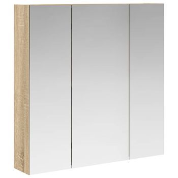 Armario Con Espejo De Baño Roble Sonoma 70 X 14,5 X 70 Cm Vidaxl