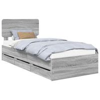 cama individual  cama para adulto  estructura de cama con cajon gris sonoma 100 x 200 cm