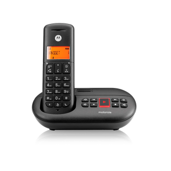 Motorola Voice E211  - Teléfono Fijo Inalámbrico Digital con Contestador Automático, Hasta 12 min de Grabación Contestador Automático, Interceptación de llamadas, Tecla No Molestar, Negro