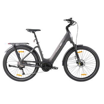 Bicicleta Eléctrica Ttgo Z5, Motor Central De 250 W, Batería De 36 V 18 Ah, Gris