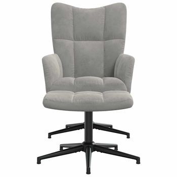 Silla De Relajación Con Reposapiés Terciopelo Gris Claro