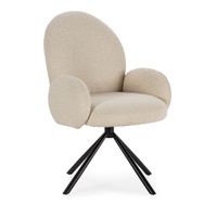silla de oficina de tela rizada y metal - beige