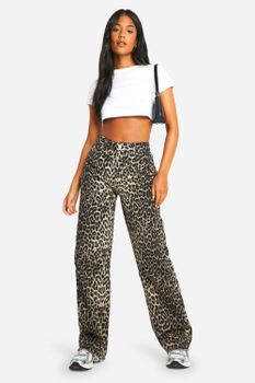 Vaqueros Tall De Pernera Recta Con Estampado De Leopardo, Multi