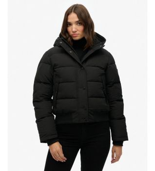 Superdry para mujer. W5011993A Chaqueta Everest Bomber negro (L), Casual, Poliéster