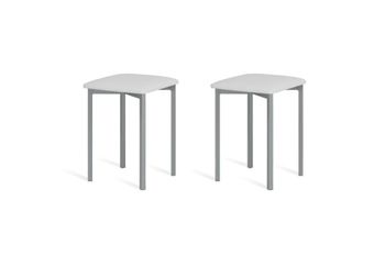 Pack 2 taburetes 45 cm  asiento blanco estructura gris