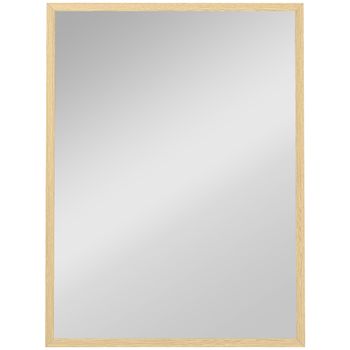 HOMCOM Espejo mural rectangular 80 x 60 cm, marco de madera natural, ideal para baño, salón o dormitorio   Aosom España