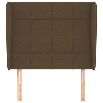 Cabecero Cama Mueble De Dormitorio Con Orejas De Tela Claro 103 X 23 X 118/128 Cm Marrón M02_0003196
