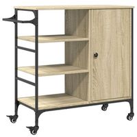 carrito de cocinarestanteria de cocina carrito de servir madera ingenieria sonoma 875x385x845 cm