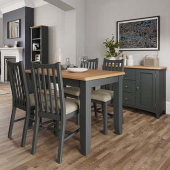 Arlia Oak and Grey Painted 120cm Extending Dining Table