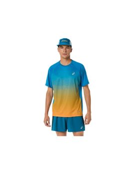 Camiseta de Running ASICS Road Fade Ss Top Hombre Azul/Yamabuki