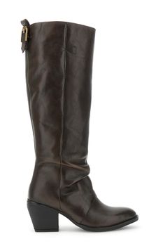 botas de piel con fruncido dark brown 37
