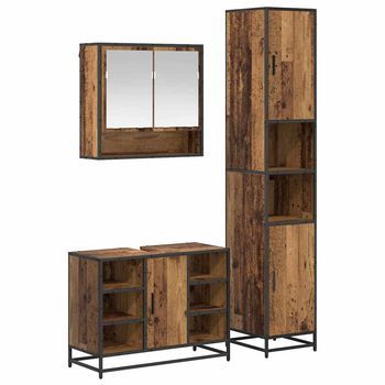 Juego De Muebles De Baño Con Estante 3 Pcs Madera Vieja Vidaxl
