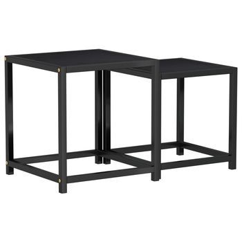 Mesa De Centro 37x37x40 Cm Mdf Y Acero Con Recubrimiento En Polvo - Negro