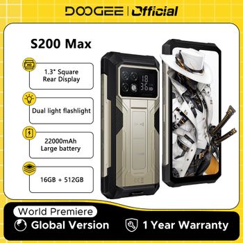 Versión Global DOOGEE S200 Max teléfono resistente 16GB 512GB 22000mAh batería 66W 1,32 