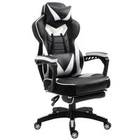 vinsetto silla gaming regulable de oficina ergonomica negro y blanco 65x70x1185-1285 cm esponja cuero de pu metal   aosom espana