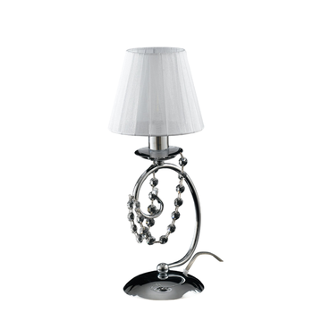 Lámpara De Mesa Magda De Hierro Cromado 1 Luz Con Pantalla H.27 Ø13 Bl146-lt-cr-par