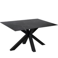 mesa comedor porcelanica 160 cm patas negras tapa negra